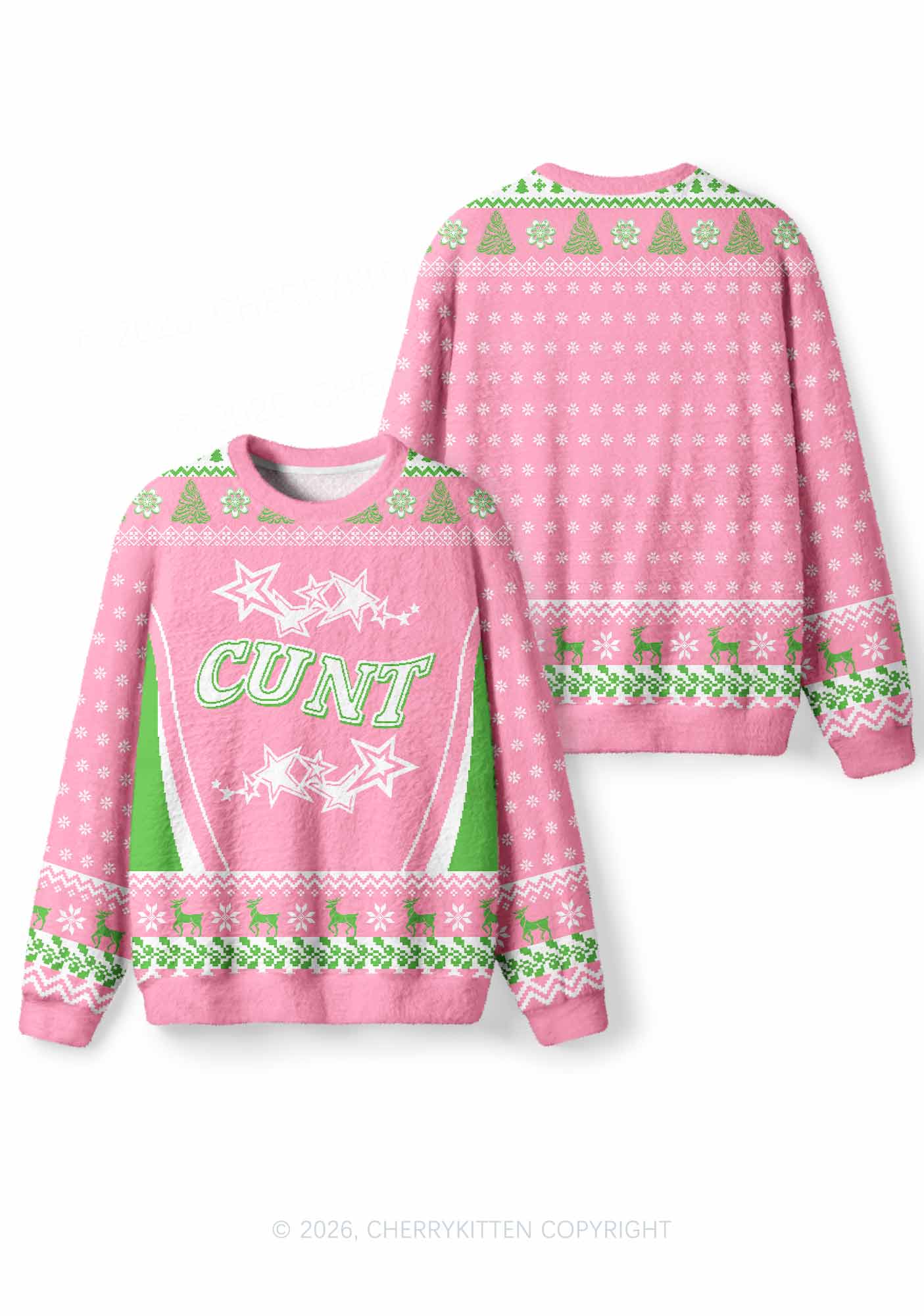 Cxxt Stars Y2K Christmas Knit Sweatshirt Cherrykitten