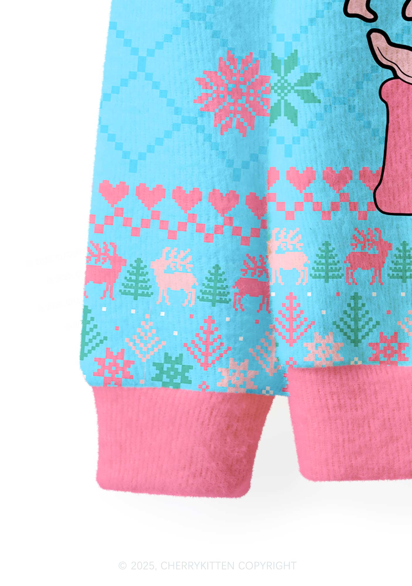 Pink Santas Y2K Christmas Cardigan Knit Sweatshirt Cherrykitten