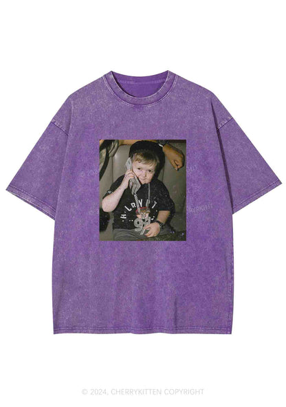 He Is Pretending To Call Y2K Washed Tee Cherrykitten