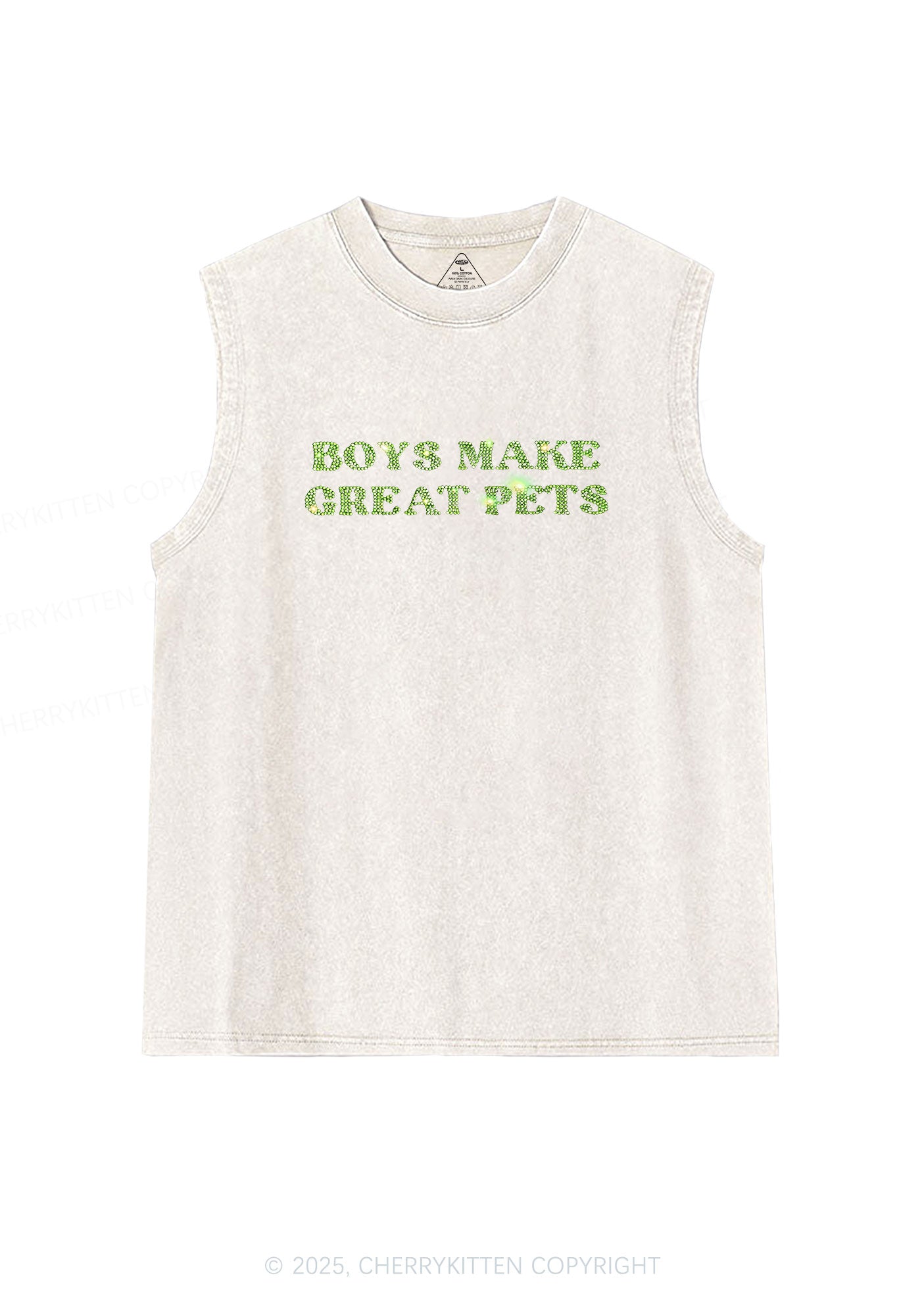 Rhinestone Boys Make Gr8 Pets Y2K Washed Muscle Tank Cherrykitten