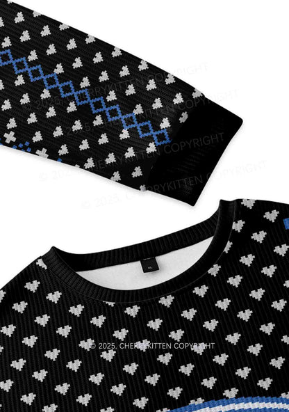 Blue Faggot Pride Y2K Knit Sweatshirt Cherrykitten
