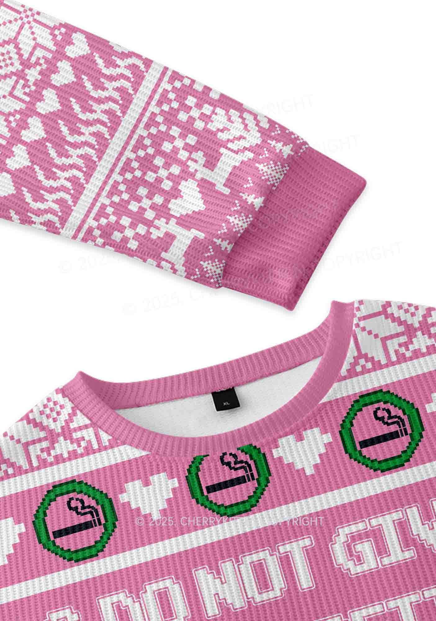 Dont Give Me Cigarette Y2K Christmas Knit Sweatshirt Cherrykitten