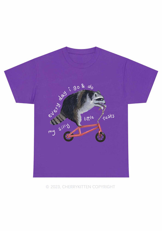 Raccoon On Bicycle Y2K Chunky Shirt Cherrykitten