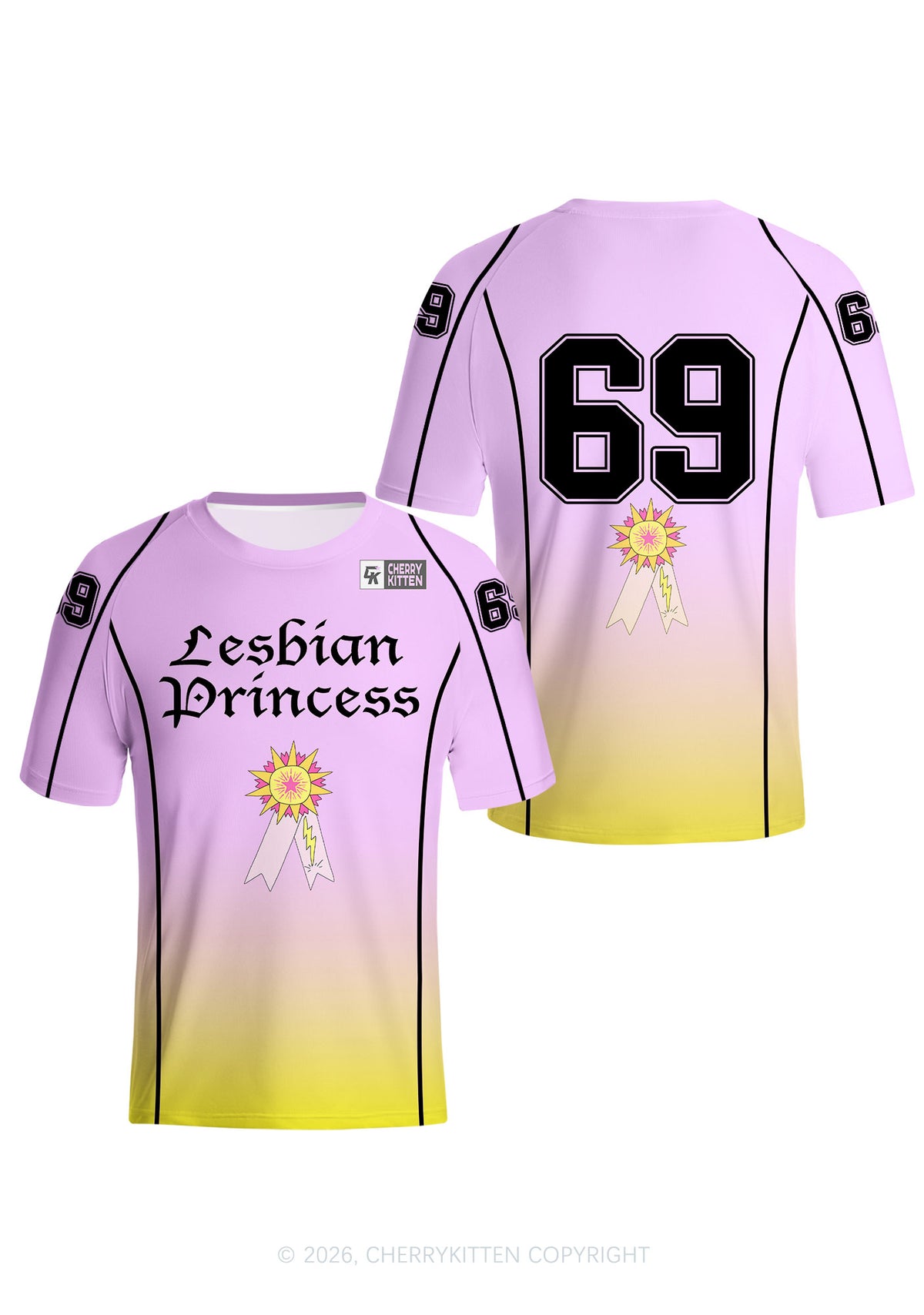 Purple Lesbian Princess Pride Y2K Football Jersey Shirts Cherrykitten