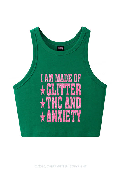Made Of Glitter Thc Anxiety Y2K Crop Tank Top Cherrykitten