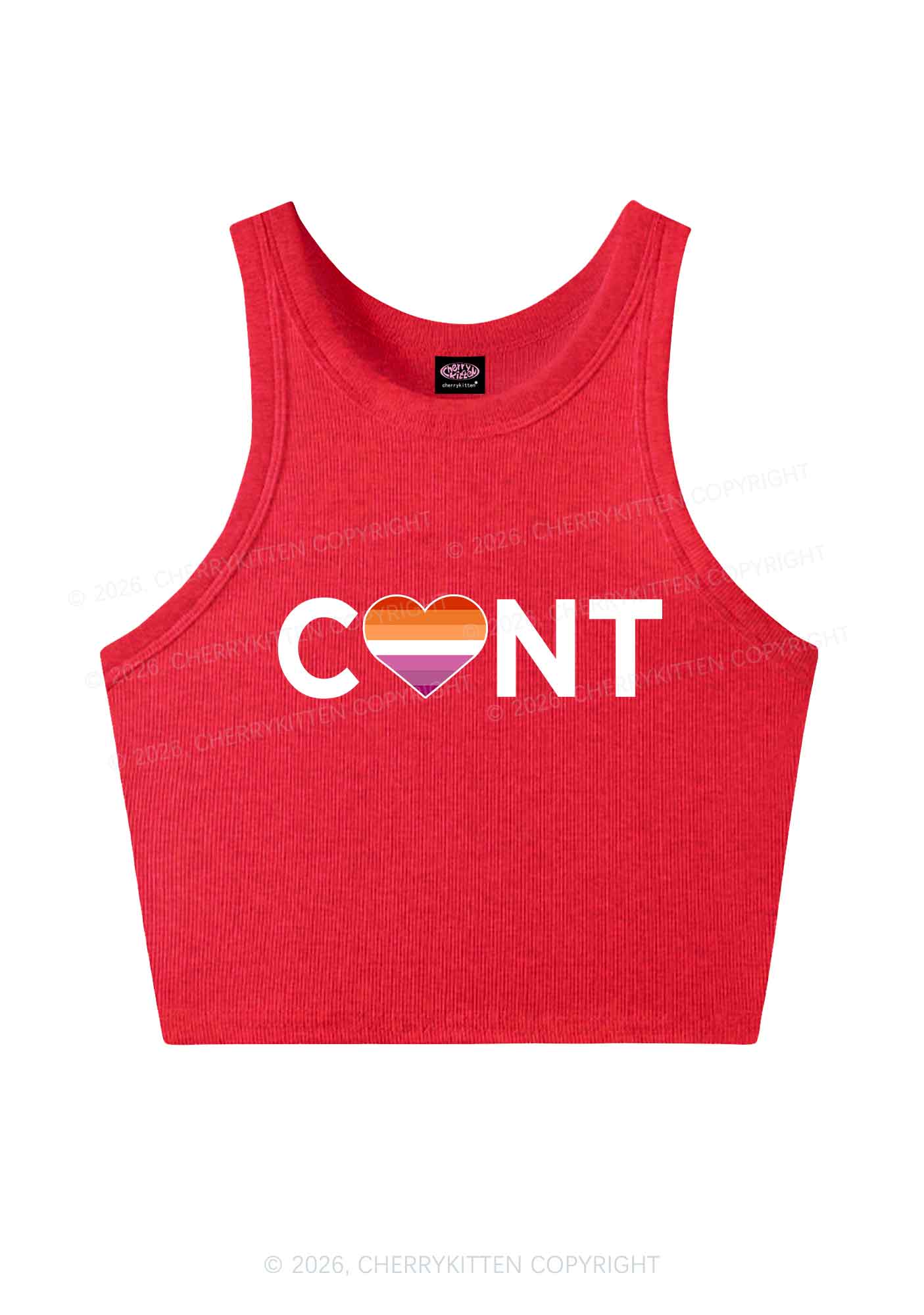 Lesbian Heart Cxxt Pride Y2K Crop Tank Top Cherrykitten