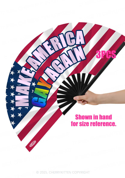 Make America Gay Again Y2K Rave Hand Fan Cherrykitten