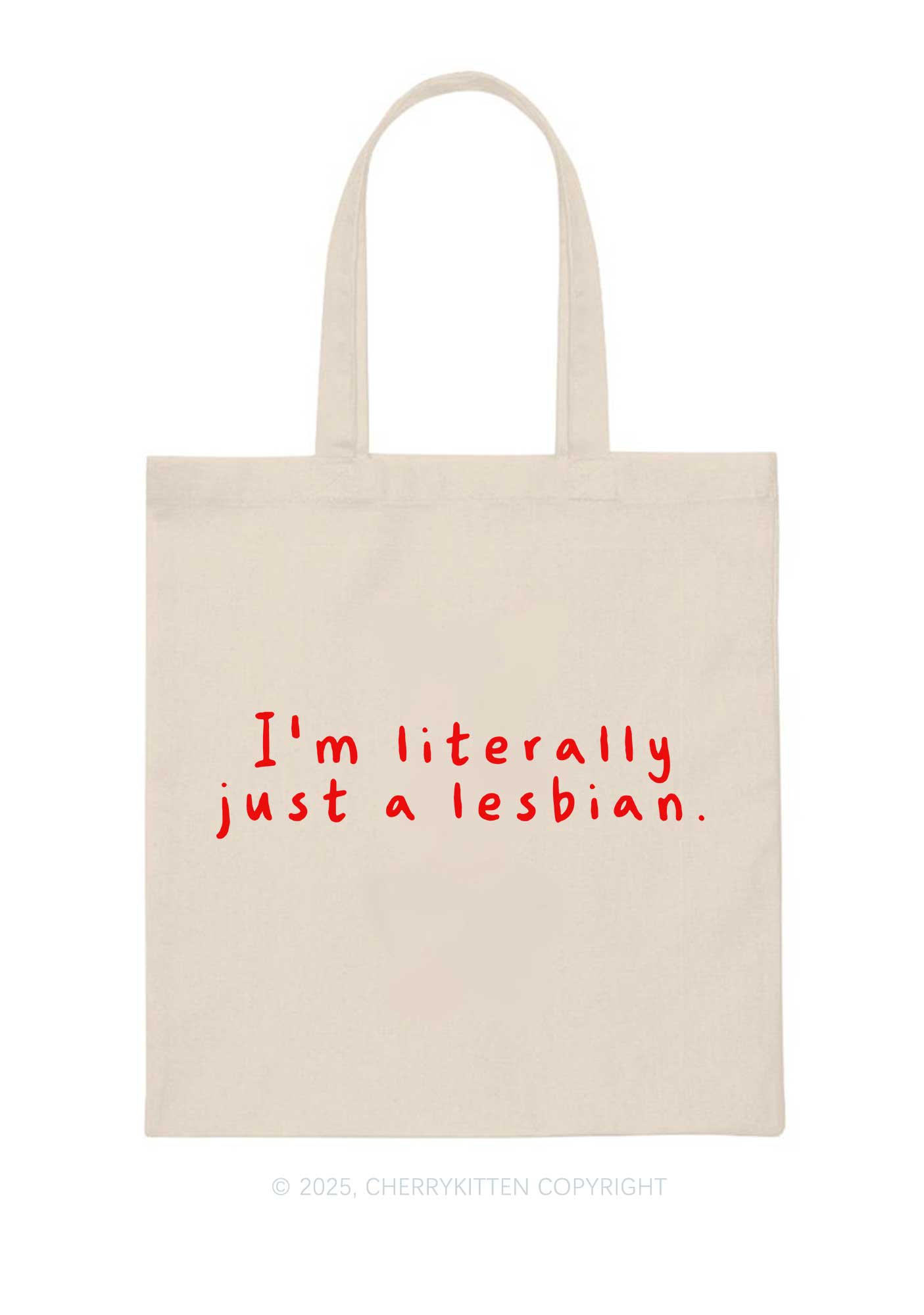 Just A Lesbian Pride Y2K Canvas Tote Bag Cherrykitten