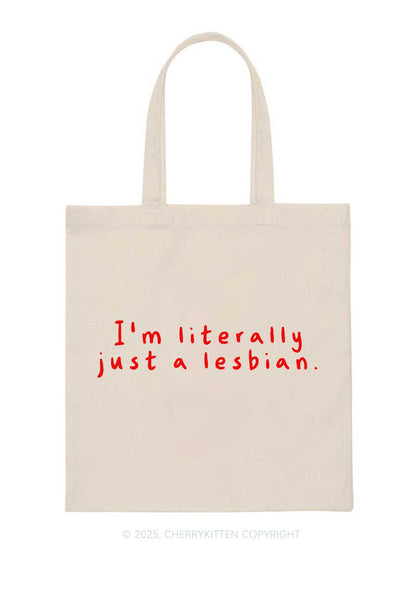 Just A Lesbian Pride Y2K Canvas Tote Bag Cherrykitten