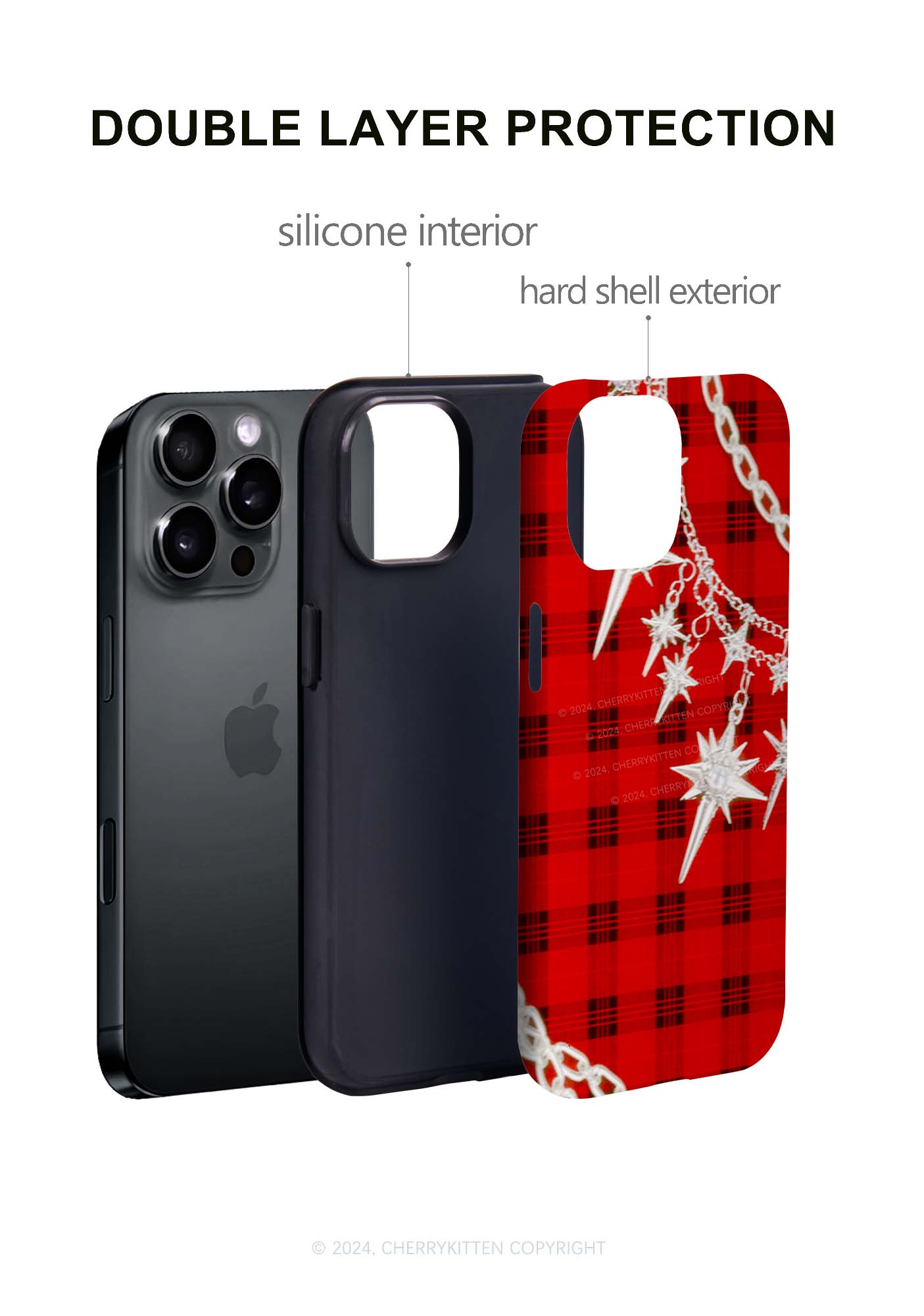 Star Chain Black Pattern Y2K Phone Case Cherrykitten