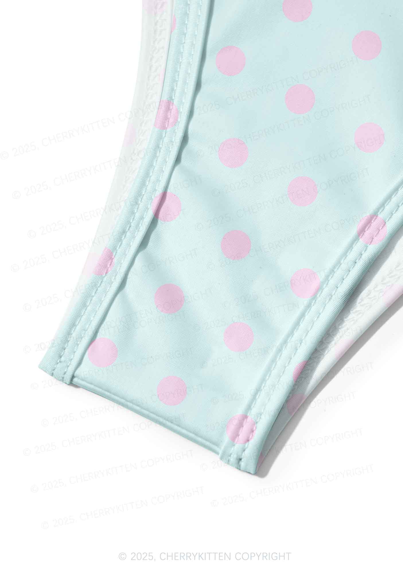 Mint Blue And Pink Dots Y2K Print Bikini Set Cherrykitten