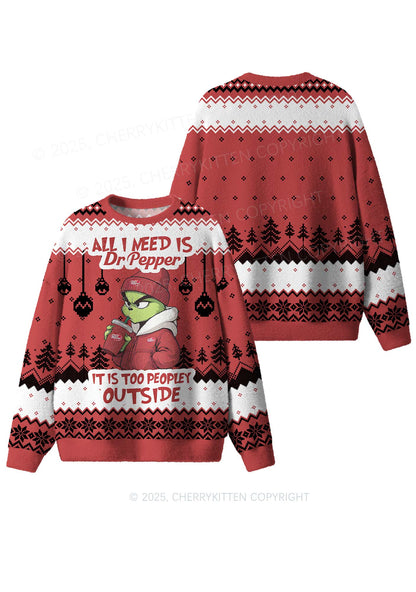 All Need Dr Pepper Y2K Christmas Knit Sweatshirt Cherrykitten
