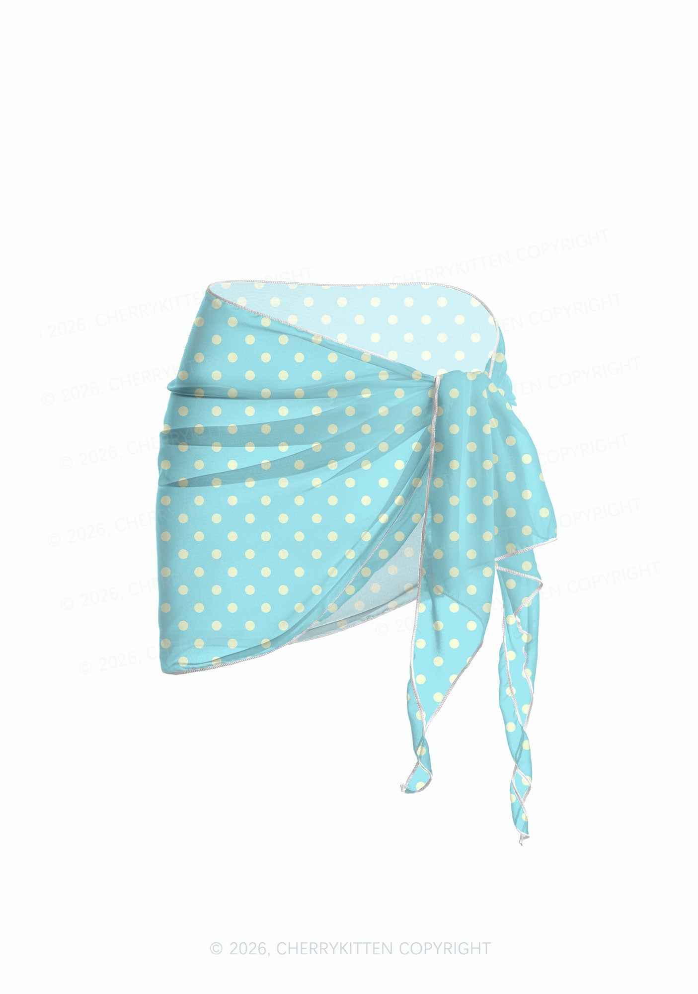 Yellow Dots On Blue Y2K Print Bikini Set Cherrykitten