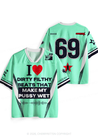 I Love Dirty Filthy Beats Y2K Sport Jersey Shirts Cherrykitten
