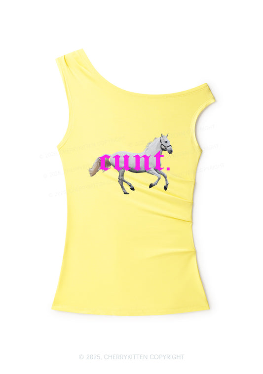 Cxxt Horse Y2K Off Shoulder Tank Top Cherrykitten