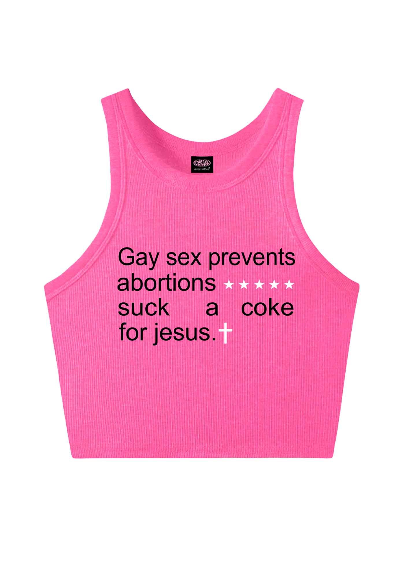 Suck A Coke For Jesus Pride Y2K Crop Tank Top Cherrykitten