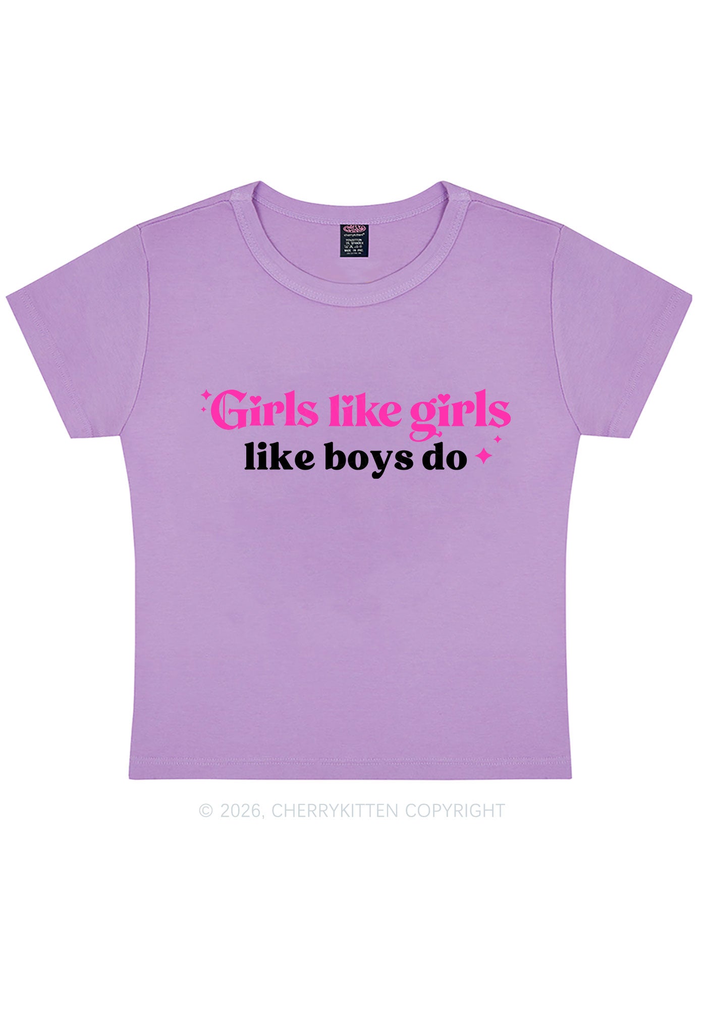 Girls Like Girls Like Boys Do Pride Y2K Baby Tee Cherrykitten