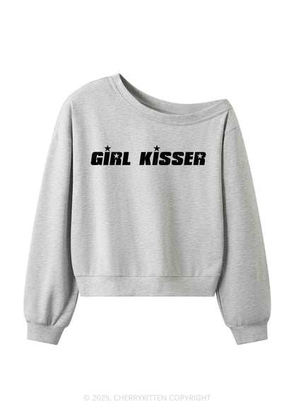 Girl Kisser Star Y2K Off Shoulder Sweatshirts Cherrykitten