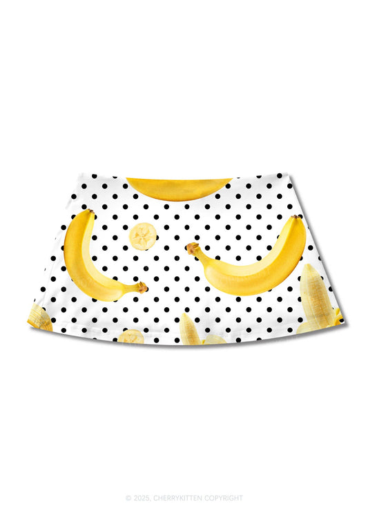 Yellow Banana Y2K Print Mini Skirt Cherrykitten