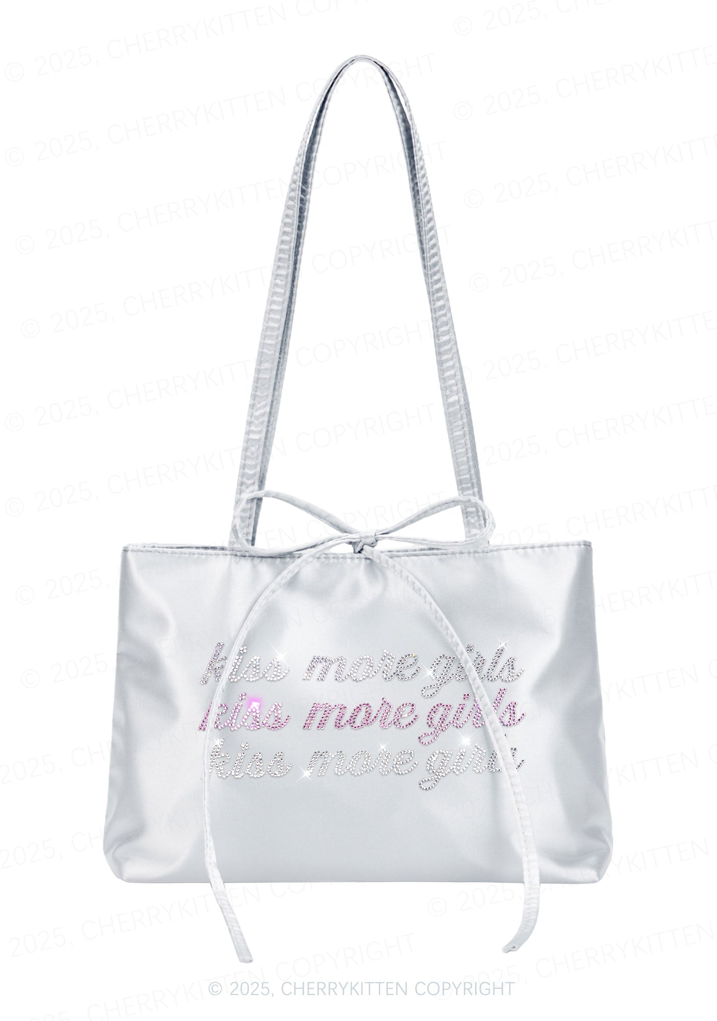 Rhinestone Kiss More Girls Pride Y2K Satin Bags Cherrykitten