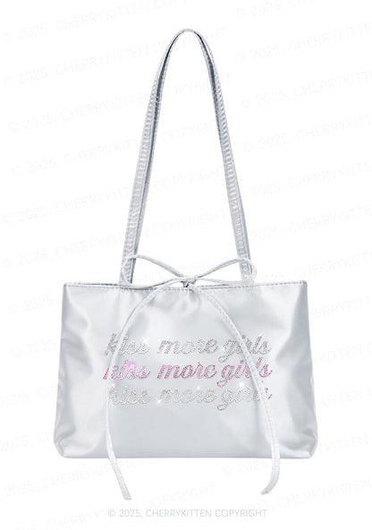 Rhinestone Kiss More Girls Pride Y2K Satin Bags Cherrykitten