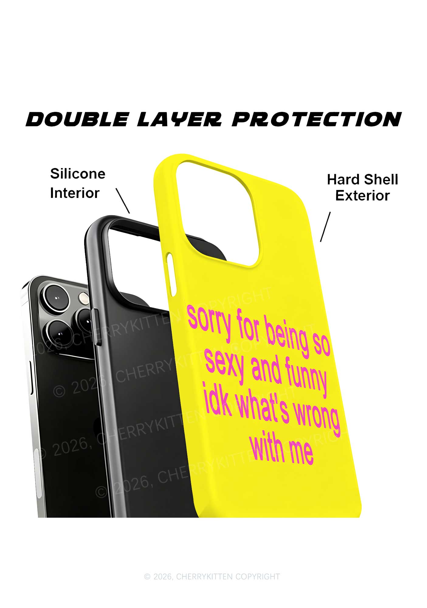 Yellow Sorry For Being So Funny Y2K Phone Case Cherrykitten