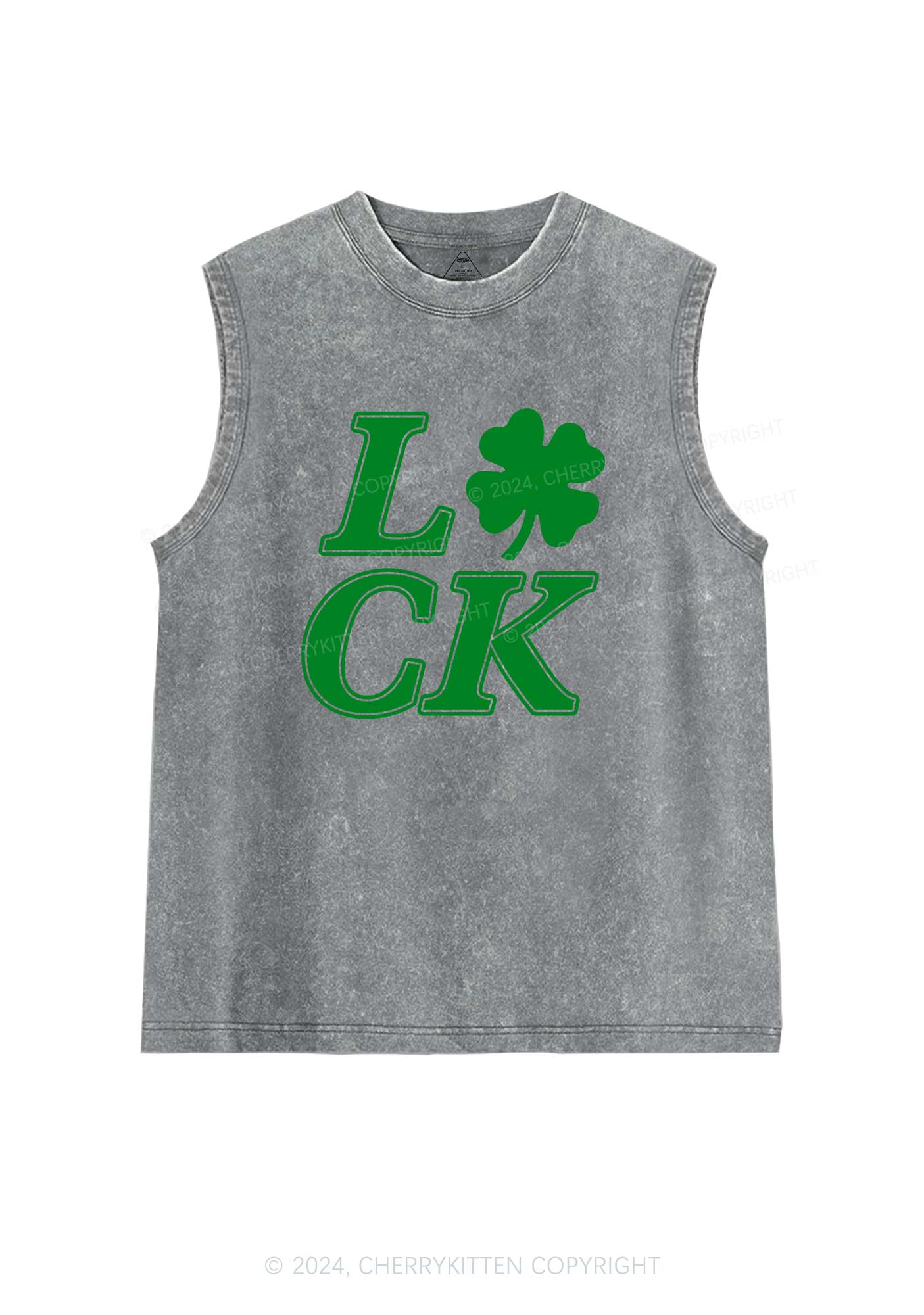 Lucky Clover St Patricks Y2K Washed Tank Cherrykitten