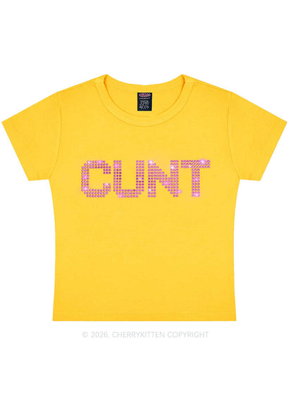 Rhinestone Pink Cxxt Y2K Baby Tee Cherrykitten