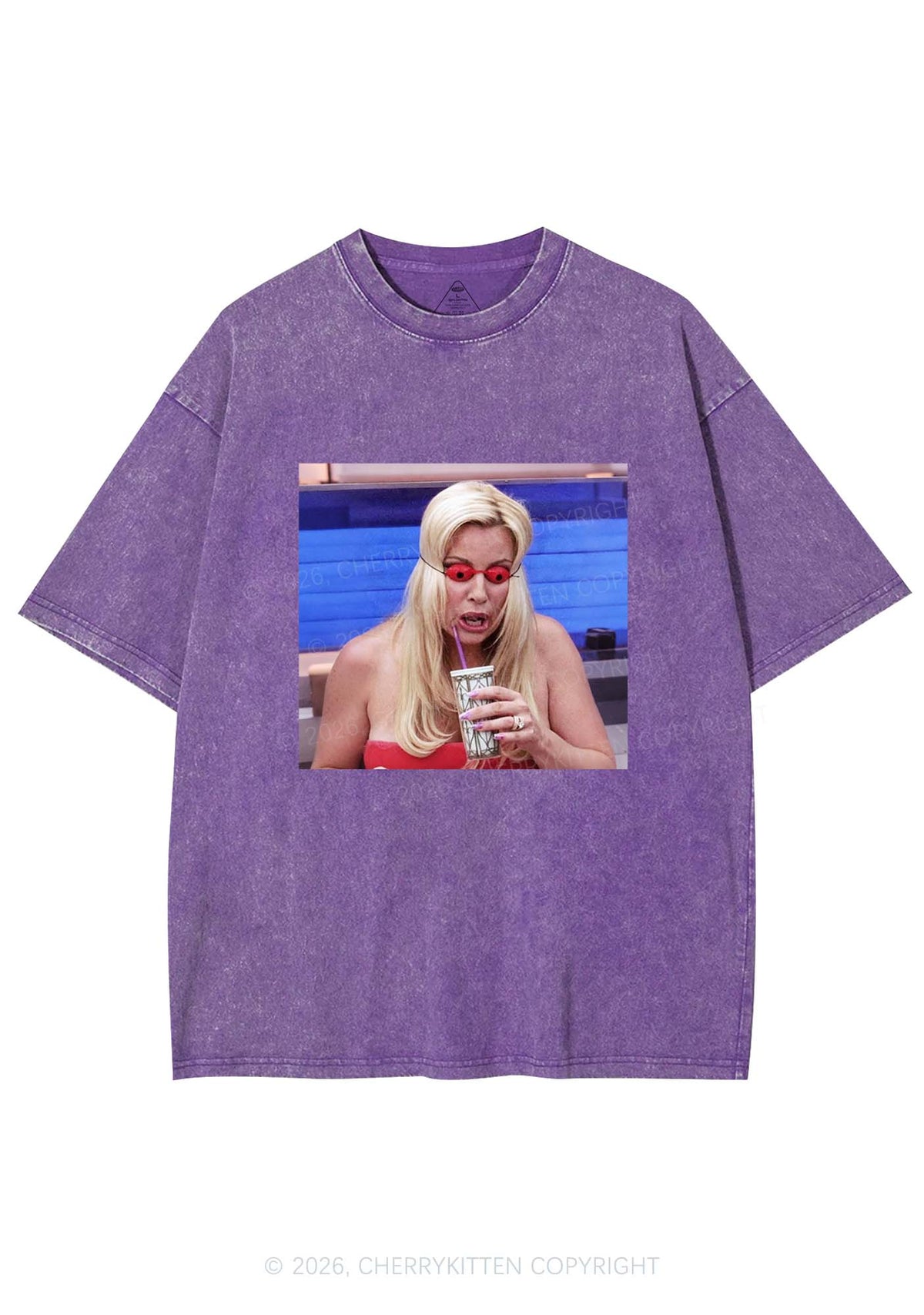 Red Eyeball Blonde Y2K Shirts Washed Tee Cherrykitten