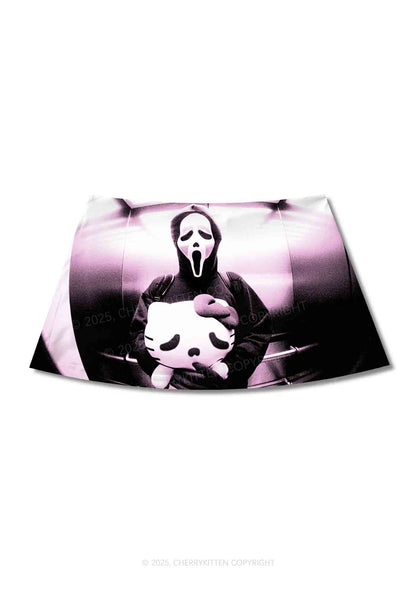 Halloween Ghost Kitten Y2K Print Mini Skirt Cherrykitten