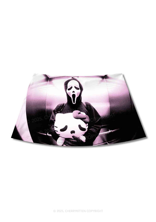 Halloween Ghost Kitten Y2K Print Mini Skirt Cherrykitten
