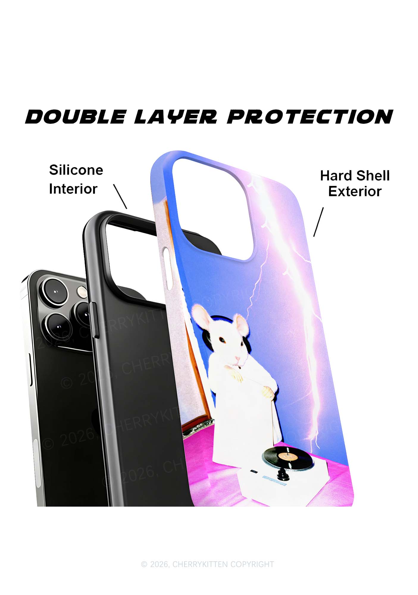 Neon Lightning DJ Rat Y2K Phone Case Cherrykitten