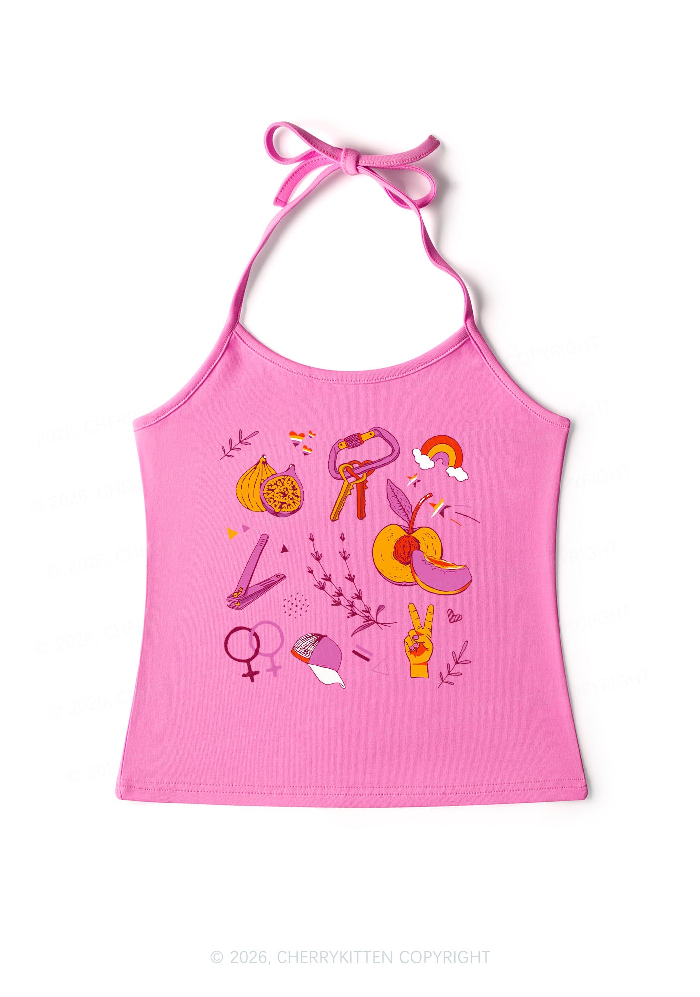 Lesbian Symbols Pride Y2K Halter Neck Cami Cherrykitten