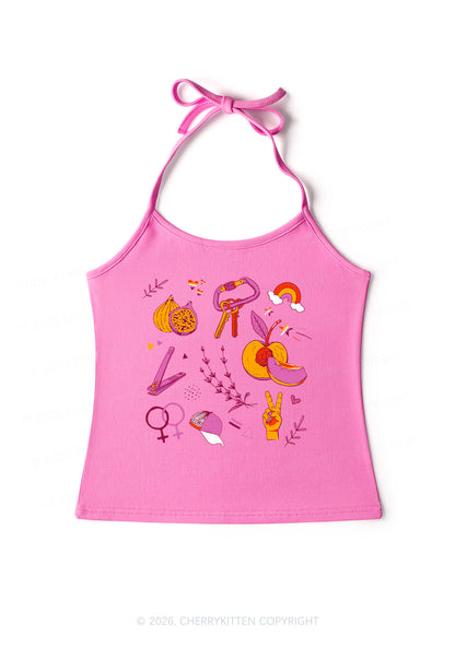 Lesbian Symbols Pride Y2K Halter Neck Cami Cherrykitten