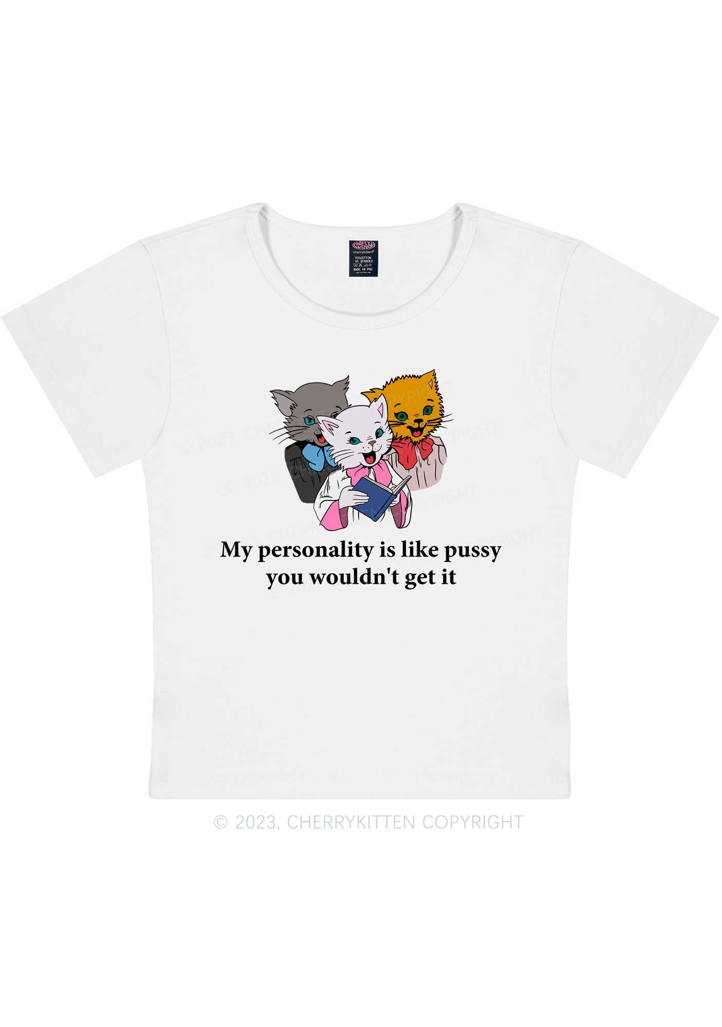 Personality Like Puxxy Y2K Baby Tee Cherrykitten
