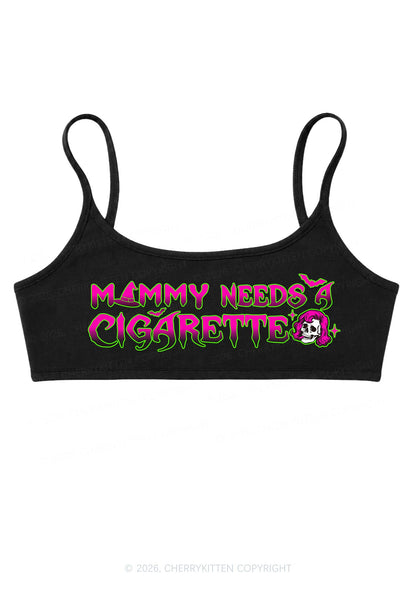Halloween Witch Mommy Needs Cigarette Y2K Super Crop Cami Cherrykitten