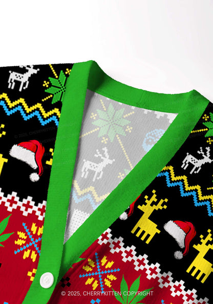 I Be High Y2K Christmas Cardigan Knit Sweatshirt Cherrykitten