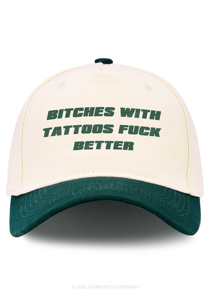 Embroidered Bxxches With Tattoos Fxxk Better Y2K Color Block Baseball Cap Cherrykitten