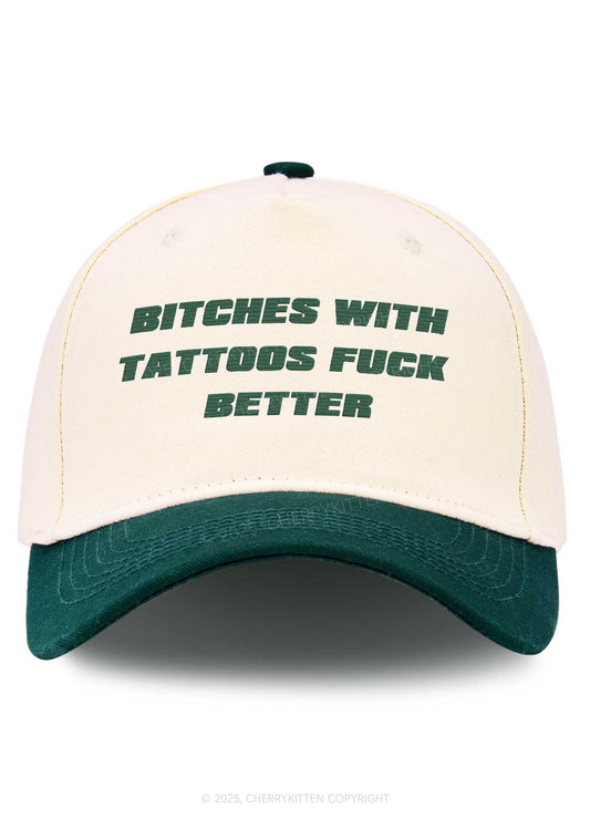 Embroidered Bxxches With Tattoos Fxxk Better Y2K Color Block Baseball Cap Cherrykitten