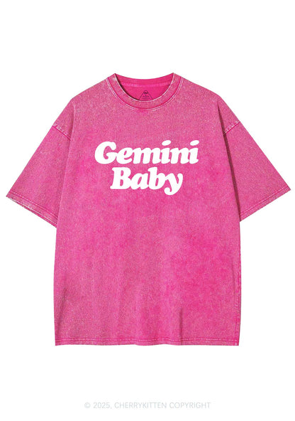 Custom Zodiac Baby Y2K Shirts Washed Tee Cherrykitten