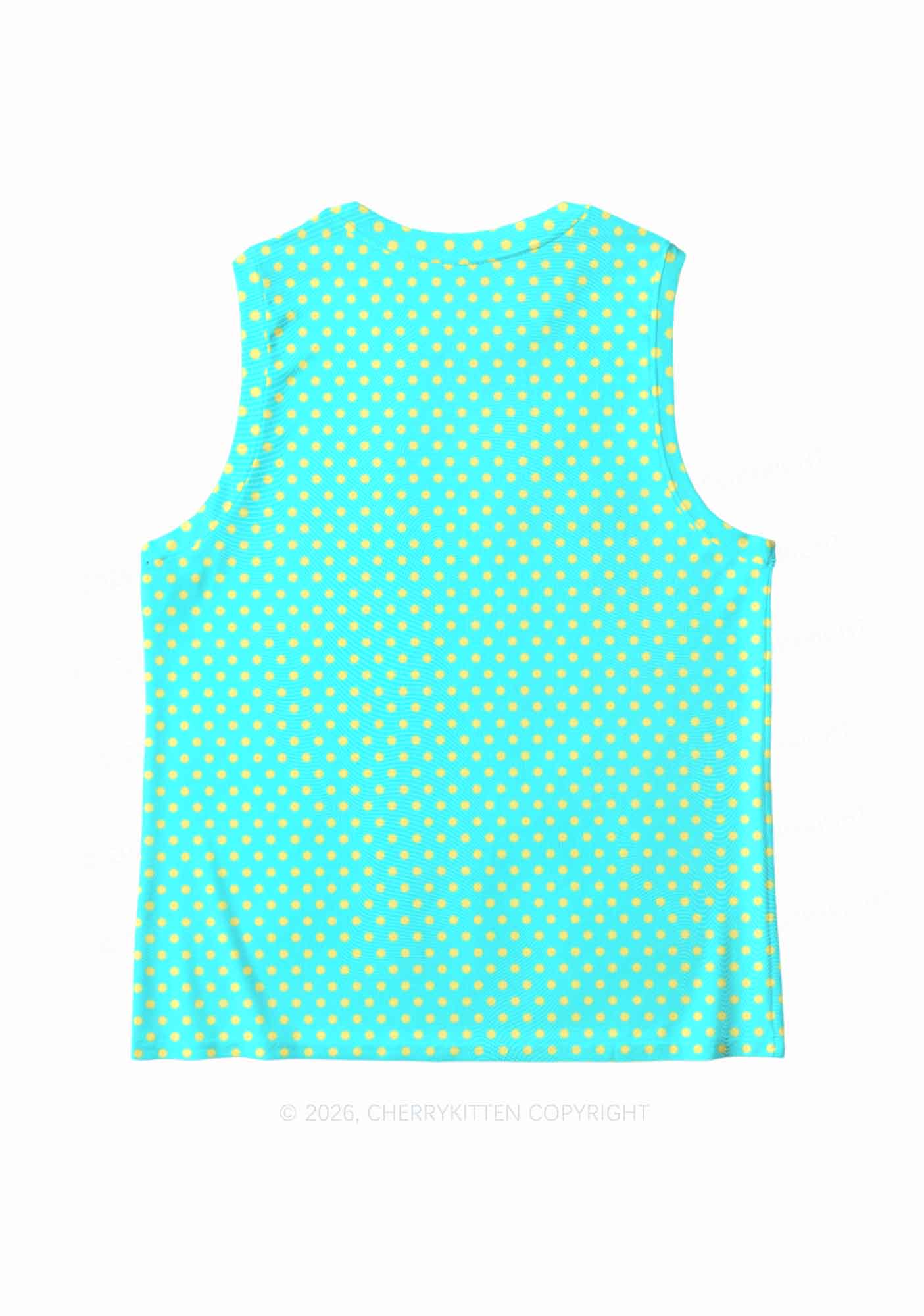 Yellow Dots On Green Y2K Mesh Muscle Tank Cherrykitten