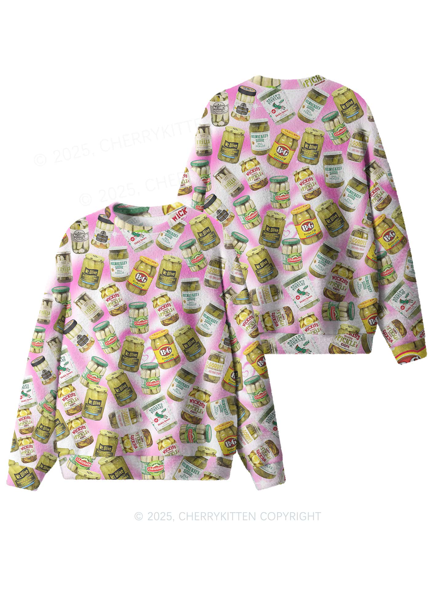 Yellow Canned Pickles Y2K Christmas Knit Sweatshirt Cherrykitten