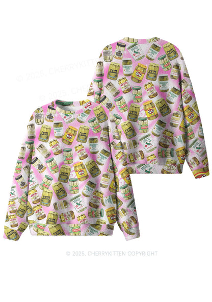 Yellow Canned Pickles Y2K Christmas Knit Sweatshirt Cherrykitten