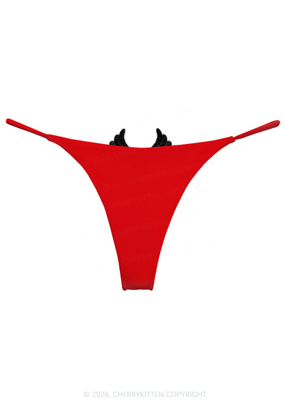 Plain Y2K Bikini String Thong With Black Wings Cherrykitten