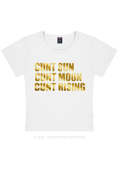 Cxxt Sun Moon Rising Silver Foil Printed Y2K Baby Tee Cherrykitten