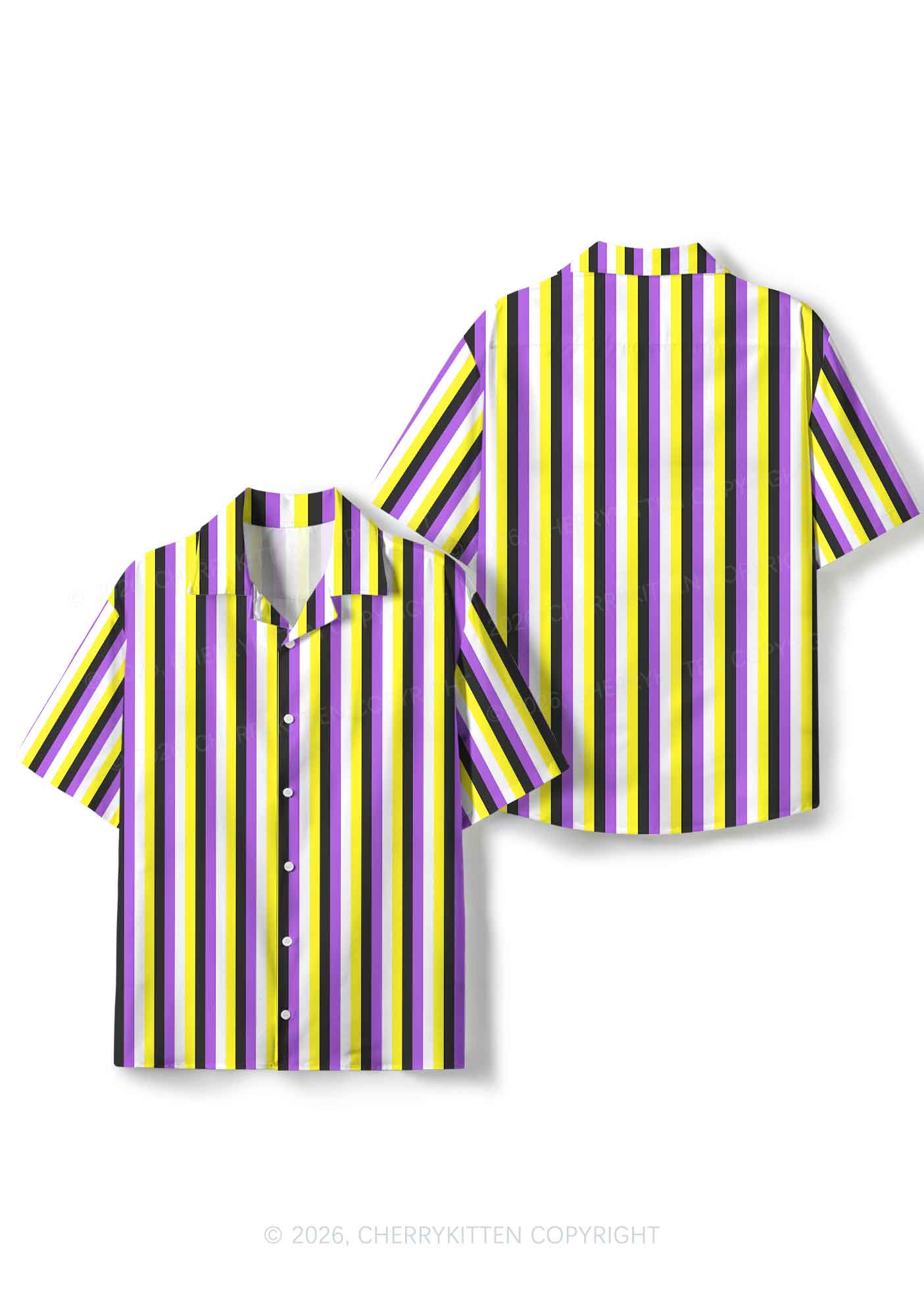 Nonbinary Flag Pride Y2K Print Hawaiian Shirt Cherrykitten
