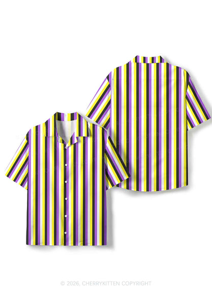 Nonbinary Flag Pride Y2K Print Hawaiian Shirt Cherrykitten