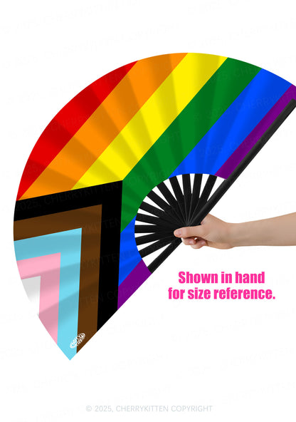 Progress Pride Y2K Rave Hand Fan Cherrykitten