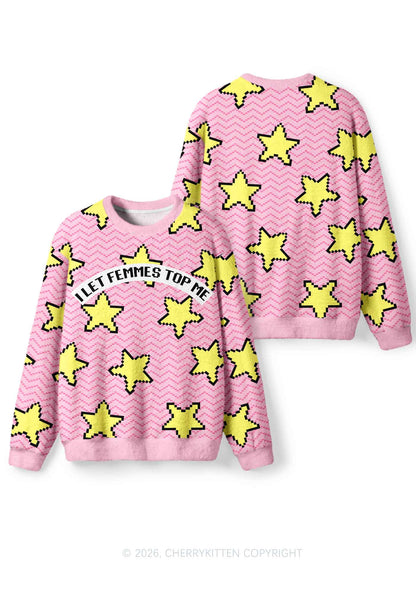 I Let Femmes Top Me Pride Y2K Christmas Knit Sweatshirt Cherrykitten