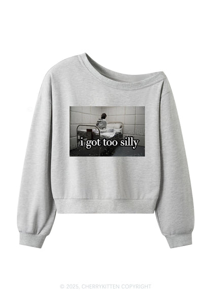 I Got Too Silly Y2K Off Shoulder Sweatshirts Cherrykitten